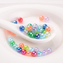 環境に優しい透明アクリルビーズ  ラウンド  ABカラー  ミックスカラー  3mm  穴：1.2mm  約42000~4500個/500g&nbsp;PL730M