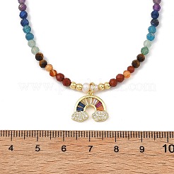 Colgante de latón con micro pavé de circonitas cúbicas y arcoíris de colores&nbsp;NJEW-JN06243