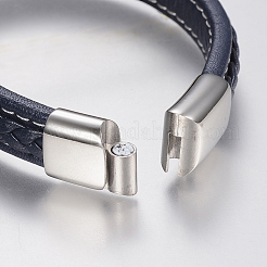 Bracciali di corda di pelle intrecciato &nbsp;BJEW-H561-07E