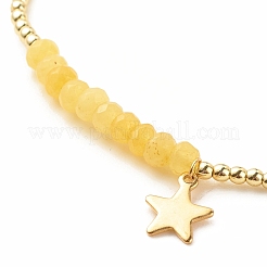 Natürliches malaysisches Jade-Stretcharmband (gefärbt) mit runden Perlen und Sternanhängern aus 304 Edelstahl&nbsp;BJEW-JB08059-02