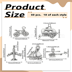 50 pièces 5 styles pendentifs en alliage de style tibétain&nbsp;FIND-LP0006-48
