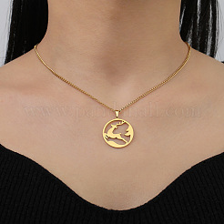 Bague en acier inoxydable 304 avec pendentif cerf de Noël&nbsp;WG02D74-02