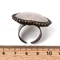 天然ローズクォーツのオープンカフリング  ハート  真鍮製リング  赤銅鉱  35.5x35.5mm  usサイズ8 1/2(18.5mm)&nbsp;GG-CBAB410-02A