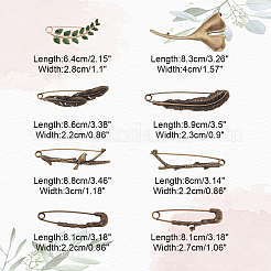 8 шт. 8 стиля брошь-булавки из сплава JEWB-AR0001-15