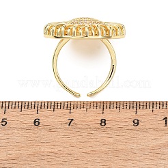 Messing Micro Pave Zirkonia Manschette offene Ringe&nbsp;RJEW-F204-04G