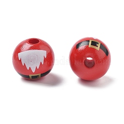 Cuentas europeas de madera de schima con estampado navideño&nbsp;WOOD-G023-17B