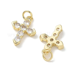 Ciondoli in ottone con micro pavé di zirconi cubici trasparenti&nbsp;KK-T085-18B-G