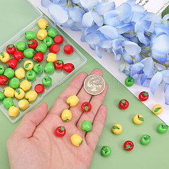 60 Stück 3 Farben Weihnachtsharz 3D Apfel Display Dekorationen&nbsp;AJEW-CA0004-14