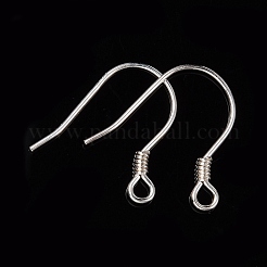 925スターリングシルバーピアスフック  銀  15x16.5mm  穴：1mm  22ゲージ  ピン：0.6mm&nbsp;X-STER-M031-01S