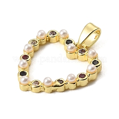 Pendentifs en laiton sertis de micro-pavés de zirconiums cubiques colorés pour la Saint-Valentin&nbsp;KK-E804-05G