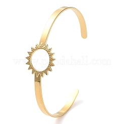 Bracelet manchette creux en acier inoxydable 304 avec motif tournesol pour femme&nbsp;BJEW-D061-02G