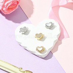 4 шт. 4-х стилевые застежки-коробочки из латуни с микропаве из прозрачного кубического циркония&nbsp;KK-CJ0003-35