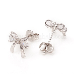 Серьги-гвоздики из латуни с прозрачным кубическим цирконием&nbsp;EJEW-G281-15P