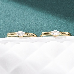 Овальные серьги-кольца из латуни с микропаве из прозрачных кубических цирконий&nbsp;EJEW-H178-14G