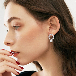 8 шт. 2-цветная фурнитура для сережек-гвоздиков из латуни в форме пончика с кубическим цирконием AJEW-GO0001-47