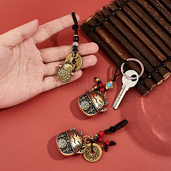 3 шт. 3 стиля латунный кулон в виде кошки на удачу украшение HJEW-FH0001-75