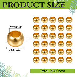 2000шт латунные обжимные бусины&nbsp;KK-ME0003-33G