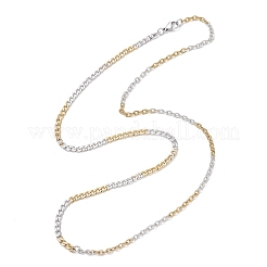 3 шт. 3 стильных двухцветных ожерелий из нержавеющей стали 304 с панцирной цепочкой и цепочкой-кабелем для женщин и мужчин NJEW-JN05568