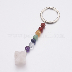 Portachiavi Chakra in quarzo rosa naturale&nbsp;KEYC-P040-A11