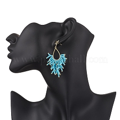 3 пара сережек-гвоздиков из стеклянных бусин ручной работы EJEW-MZ00564