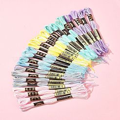 24 моток 6 цвета 6-слойная полиэфирная мулине для вышивания OCOR-FS0001-04