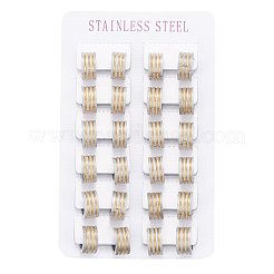 テクスチャ加工された304ステンレススチールのフープピアス  リング  ゴールデン·ステンレス鋼色  12.5x13x7mm  ピン：1mm&nbsp;EJEW-L252-014GP