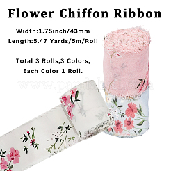 3 рулон двухцветной полиэстеровой ленты с бахромой и цветочным принтом&nbsp;OCOR-CP0001-17