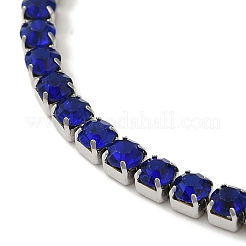 304ステンレススチールラインストーンカップチェーンブレスレット  モンタナ州  7-5/8x1/8インチ（19.3x0.3cm）&nbsp;BJEW-S002-01D