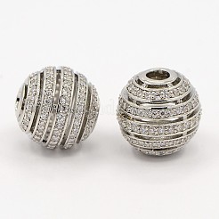 Полые круглые латунные микро проложить кубического циркония бусы ZIRC-D026-05