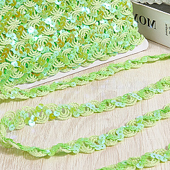 ポリエステル パイエットビーズ  スパンコールビーズ  装飾アクセサリー  パイエットロール  波  淡緑色  5/8インチ（17mm）  約12.03ヤード（11m）/ロール&nbsp;OCOR-WH20004-06E