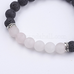 Эластичные браслеты из натурального вулканического камня и драгоценных камней BJEW-JB03633