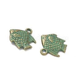 合金のチベット風チャーム  熱帯魚チャーム  ミディアムシーグリーン  アンティークブロンズ  17x17x3mm  穴：2.3mm&nbsp;AL-CBA8ABC-02
