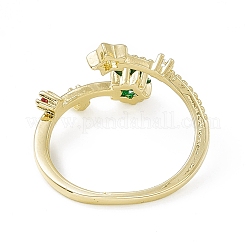 Красочное кольцо-манжета с двойной звездой из кубического циркония&nbsp;RJEW-F129-07G