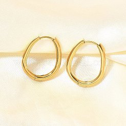 イオンプレーティング(ip)ステンレスフープピアス  304ステンレス鋼針と201ステンレス鋼リング  ティアドロップ  ゴールドカラー  22.5x18x2.5mm&nbsp;EJEW-P232-02G
