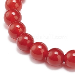 Cornaline naturelle (teintée et chauffée) et aventurine verte et bracelet extensible en perles rondes de quartz rose&nbsp;BJEW-JB09015