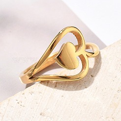 Кольца в форме сердца из нержавеющей стали 304&nbsp;RJEW-Q012-17G