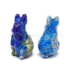 天然ラピスラズリの彫刻ディスプレイ装飾  ホームオフィスデスク用  兎  17~19x17~18.5x32~37mm&nbsp;G-F719-36K