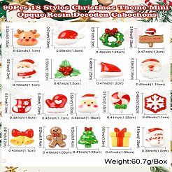 90 Stück 18 Stile Weihnachtsmotiv Mini Opak Resin Decoden Cabochons&nbsp;CRES-CJ0001-71