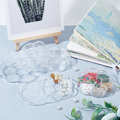 花のプラスチックビーズ収納容器12個  7のコンパートメント  透明  8.2x7.95x1.6cm  穴：6mm  12pc&nbsp;CON-PH0002-44