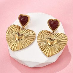 Серьги-гвоздики из нержавеющей стали 304 со смолой&nbsp;EJEW-V016-07G