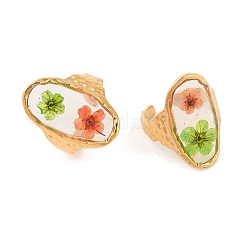 Овальные открытые манжеты из нержавеющей стали 304 с ионным покрытием (IP) для женщин RJEW-Z052-02G