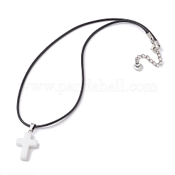 Colliers à pendentif croix en jade blanc naturel&nbsp;NJEW-JN04624-05