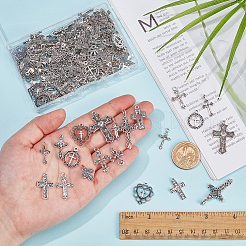 130 шт. 13 стиля подвески из сплава в виде креста в тибетском стиле&nbsp;FIND-WR0011-41