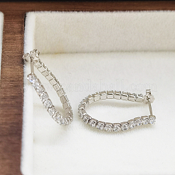 S925 овальные серьги-кольца из стерлингового серебра QA6317-2