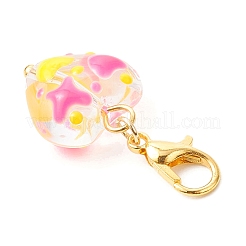 Pendentifs en forme de cœur en perles de verre émaillées faites à la main&nbsp;HJEW-JM03591-01
