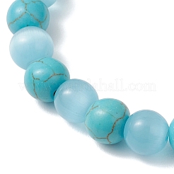 2 шт. браслет из натуральных бусин говлита и синтетической бирюзы&nbsp;BJEW-JB13286