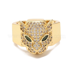 Кольцо-манжета с фианитами и леопардовым принтом RJEW-F146-02G