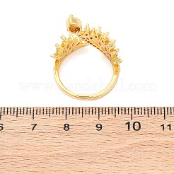 Латунные кольца-манжеты с микропаве и прозрачным цирконием для женщин RJEW-U047-23G