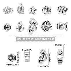 40 шт. 10 стиля тибетского стиля сплава европейских бусин TIBE-SC0001-30AS