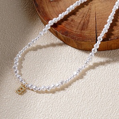 Ожерелья с подвеской в виде буквы b из искусственного жемчуга с микропаве из латуни и прозрачными кубическими цирконами WZ6697-2